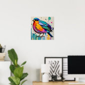 Vogels kleurrijke kunst abstracte dikke reus schat poster (Thuiskantoor)