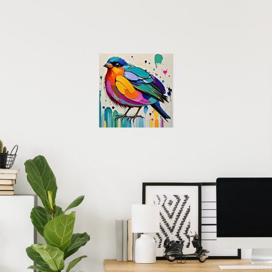 Vogels kleurrijke kunst abstracte dikke reus schat poster (Thuiskantoor)