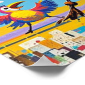 Vogels kleurrijke kunst abstracte dikke reus schat poster (Hoek)