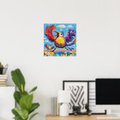 Vogels kleurrijke kunst abstracte dikke reus schat poster (Thuiskantoor)