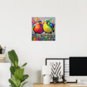 Vogels kleurrijke kunst abstracte dikke reus schat poster (Thuiskantoor)