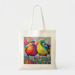 Vogels kleurrijke kunst abstracte dikke reus schat tote bag