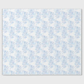 Vogels kooi aqua blauw patterned bruiloft wrap cadeaupapier (Vlak)