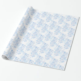 Vogels kooi aqua blauw patterned bruiloft wrap cadeaupapier