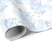 Vogels kooi aqua blauw patterned bruiloft wrap cadeaupapier (Rol Hoek)