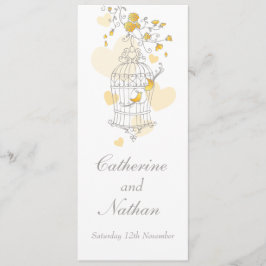 Vogels kooi geel grijs bruiloft diner menu