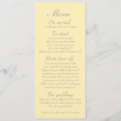 Vogels kooi geel grijs bruiloft diner menu (Achterkant)