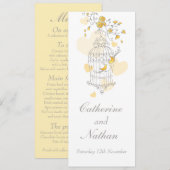 Vogels kooi geel grijs bruiloft diner menu (Voorkant / Achterkant)