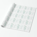 Vogels kooi groen en wit bruiloft aangepaste wrap cadeaupapier<br><div class="desc">bruiloft met verpakkingspapier dat ideaal is voor het verpakken van een bijzonder cadeau aan de nieuwe bedden of voor het verpakken van huwelijksgunsten. Mooie schattige liefde voor vogels, een paar lijnkunst, een grafische tekening van open vogelkooi die uit een bloeiende veer met hart hangt. Aanpassen met bruid- en bruidegomnaam en...</div>