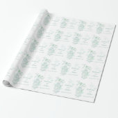 Vogels kooi groen en wit bruiloft aangepaste wrap cadeaupapier (Uitgerold)