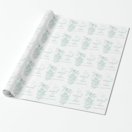 Vogels kooi groen en wit bruiloft aangepaste wrap cadeaupapier