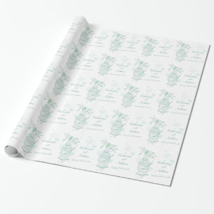 Vogels kooi groen en wit bruiloft aangepaste wrap cadeaupapier