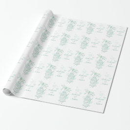 Vogels kooi groen en wit bruiloft aangepaste wrap cadeaupapier