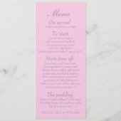 Vogels kooi paarse roze bruiloft diner menu (Achterkant)