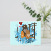  vogels kool retro briefkaart (Staand voorkant)