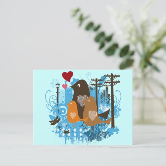  vogels kool retro briefkaart (Staand voorkant)