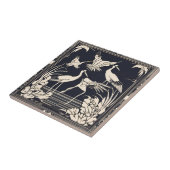 Vogels Kranen Zwart-wit Art Deco Nouveau Tegeltje (Zijkant)