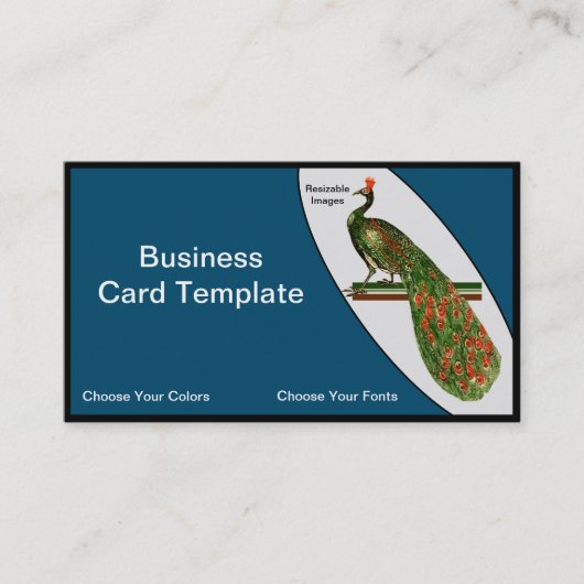 Vogels Kunst Gedetailleerde Waterverf Peacock Visitekaartje (Voorkant)