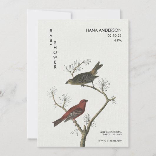 Vogels kunst Japans stijl Baby shower Kaart (Voorkant)