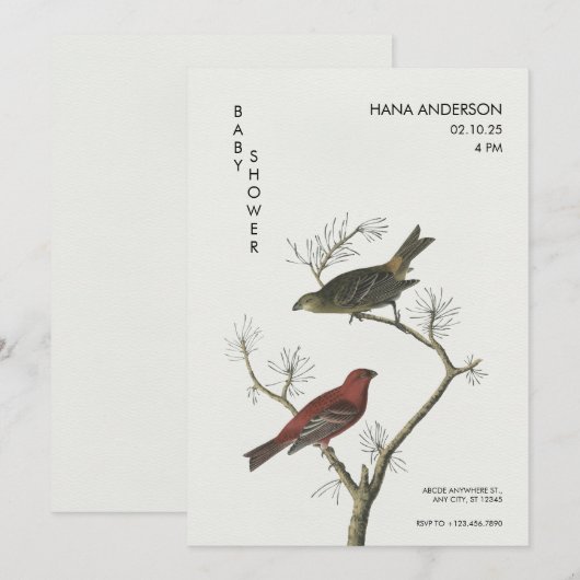  Vogels kunst Japans stijl Baby shower Kaart (Voorkant / Achterkant)