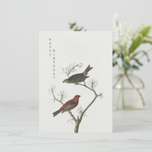  Vogels kunst Japans stijl happy birthday Kaart (Staand voorkant)