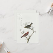  Vogels kunst Japans stijl happy birthday Kaart (Voorkant / Achterkant in situ)