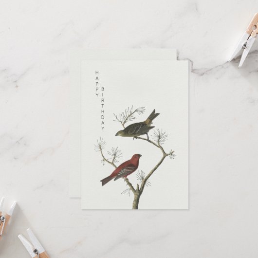  Vogels kunst Japans stijl happy birthday Kaart (Voorkant / Achterkant in situ)