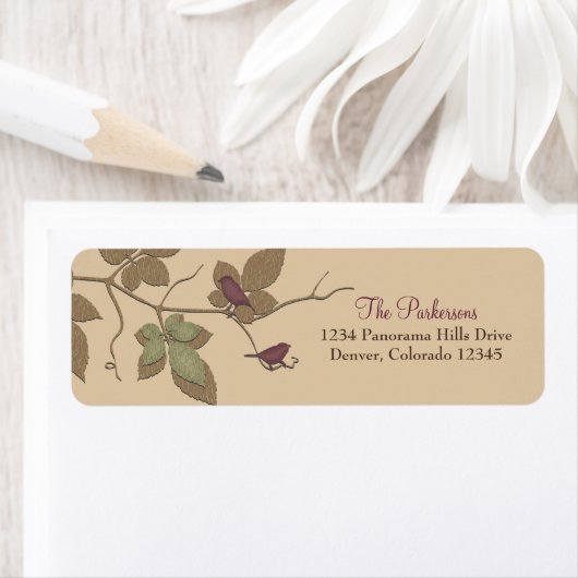 Vogels laat Paarse herfst bruiloft retour adres Etiket (Insitu)