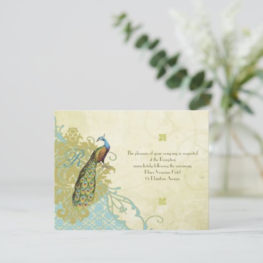 vogels Lagoon Endive Damask Reception Kaart (Staand voorkant)