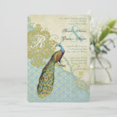vogels Lagoon Endive Damask Wedding Kaart (Staand voorkant)