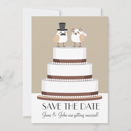 Vogels Liefde Bruidstaart Save The Date (Voorkant)