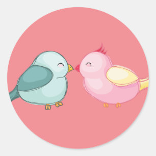 vogels, liefde-romance ronde sticker