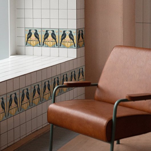  Vogels Mackintosh Art Deco Nouveau Decor Tegeltje