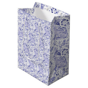 Vogels met blauw en witkonijn: legant ooster medium cadeauzakje
