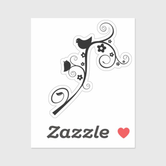 vogels met bloeiende zwellingen sticker (Vel)