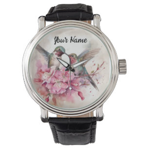 Vogels met bloemen horloge