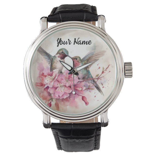 Vogels met bloemen horloge (Voorkant)