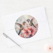Vogels met bloemen ronde sticker (Envelop)