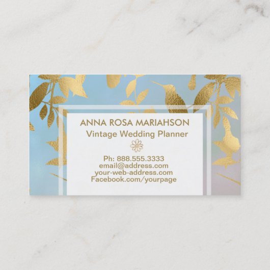 *~* Vogels met een gouden gouden kunst Decopatrone Visitekaartje (Achterkant)