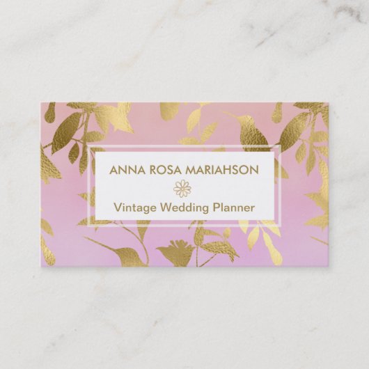 *~* Vogels met een gouden kunst-decopatroon Visitekaartje (Voorkant)