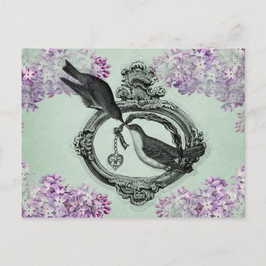 vogels met een hendeltje en cadeautjes briefkaart (Voorkant)