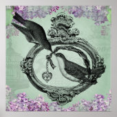  vogels met een hendeltje en cadeautjes poster (Voorkant)