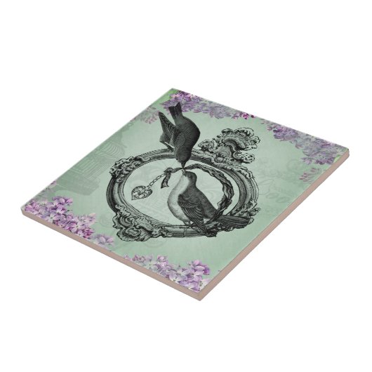  vogels met een hendeltje en cadeautjes tegeltje (Zijkant)