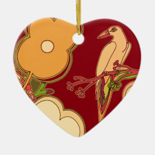 Vogels met een zweem van fantasie keramisch ornament