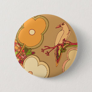 Vogels met een zweem van fantasie ronde button 5,7 cm