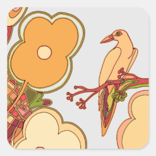 Vogels met een zweem van fantasie vierkante sticker