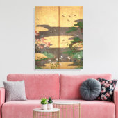 Vogels met herfst- en winterbloemen canvas afdruk (Insitu (Woonkamer))