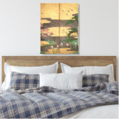 Vogels met herfst- en winterbloemen canvas afdruk (Insitu (Slaapkamer))