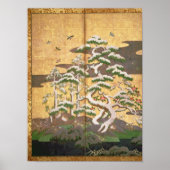 Vogels met herfst- en winterbloemen poster (Voorkant)