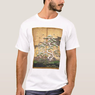 Vogels met herfst- en winterbloemen t-shirt